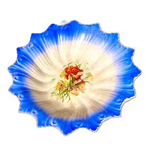 Antique 1895 - 1905 Sebring Porcelain Floral Serving Bowl 11"